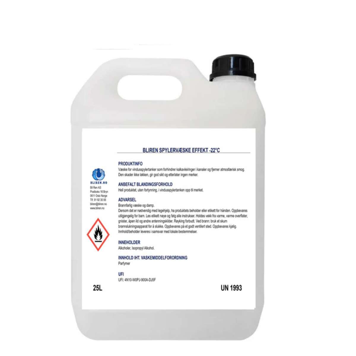 Bliren Spylervæske Effekt –22 °C